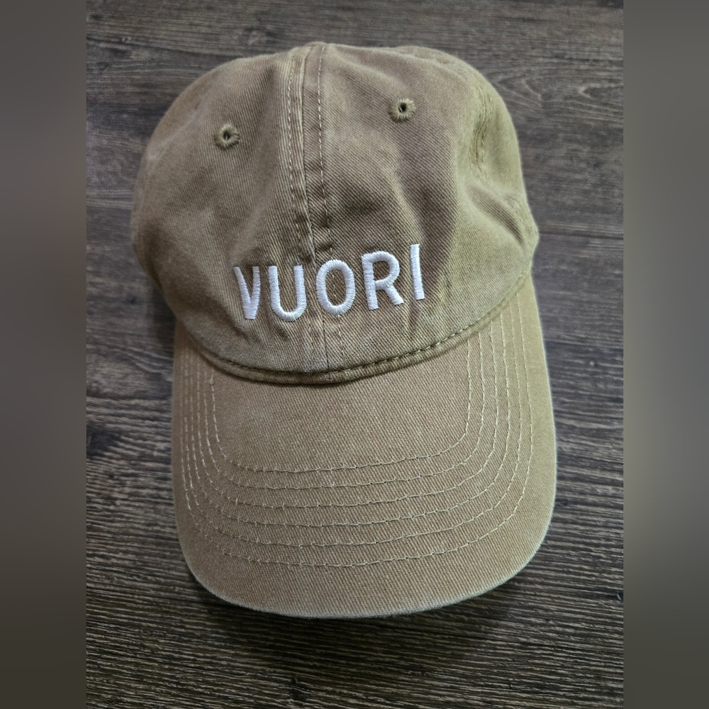 Vuori Tan dad Baseball Cap with White Logo
